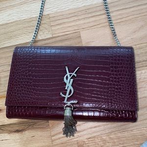 YSL clutch bag embossed leather